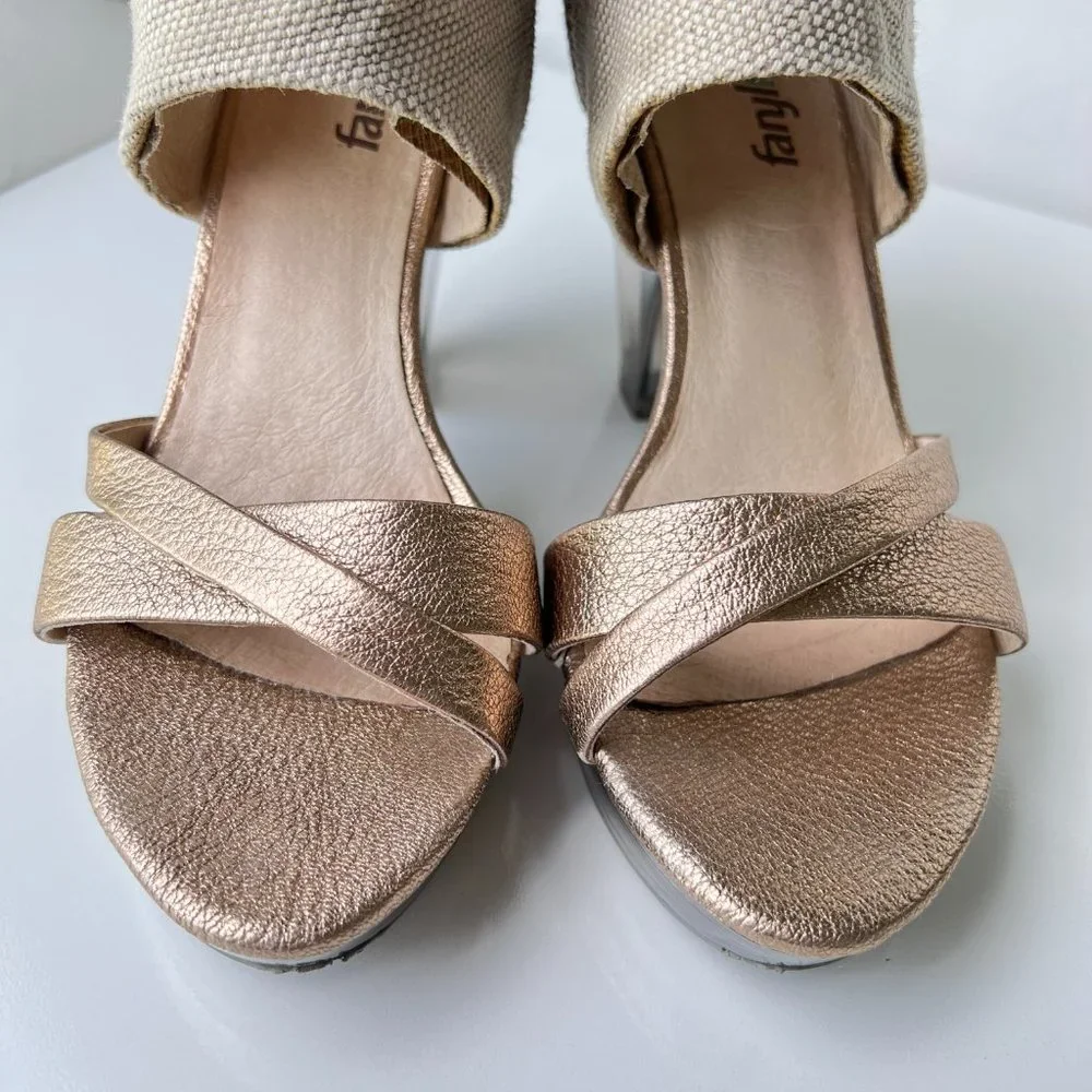 FARYL ROBIN Drea Metallic Clear Heel Platform Ankle Booties - Picture 3 of 12